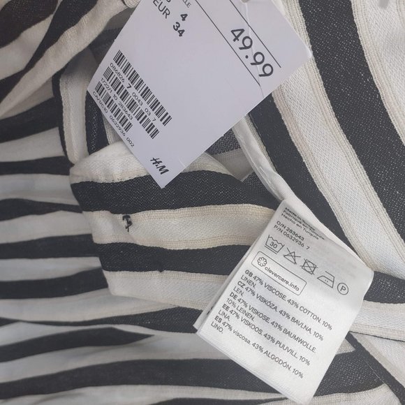 H&M Black and White Striped Wide Leg Pants - Picture 4 of 5